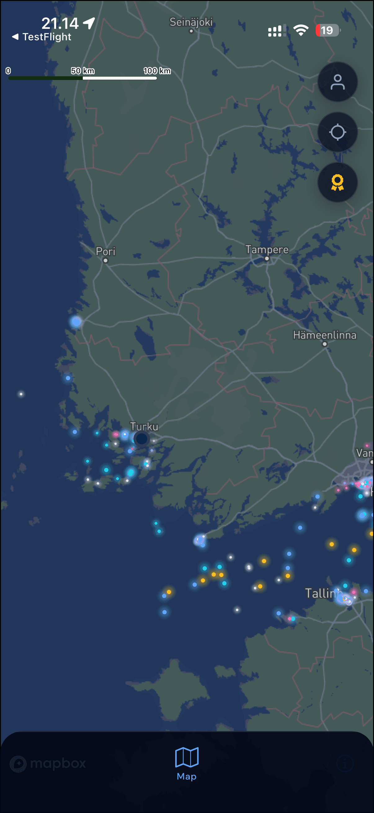 AIS Social map covered in colourful vessel dots across Europe